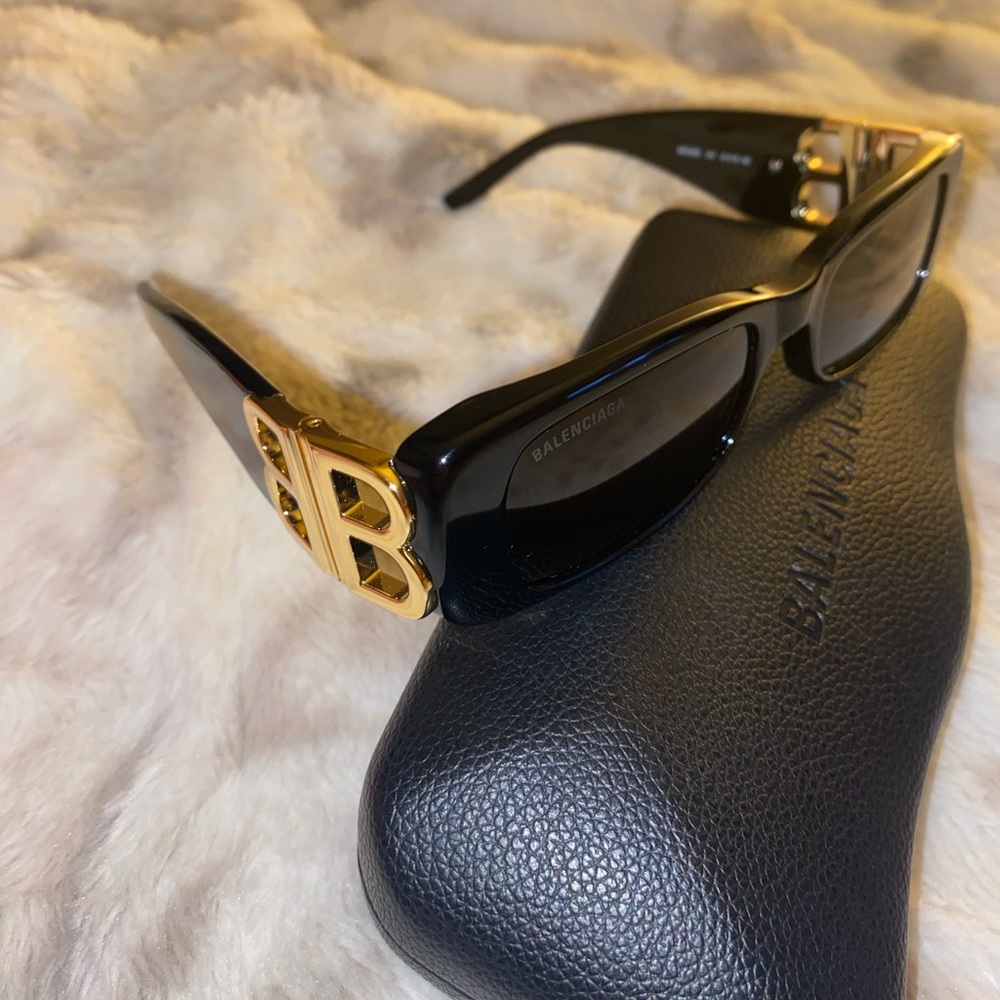 Balenciaga Black Sunglasses with Gold Logo